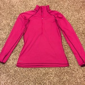 Pink Dri Fit Nike Pro Half Zip Jacket